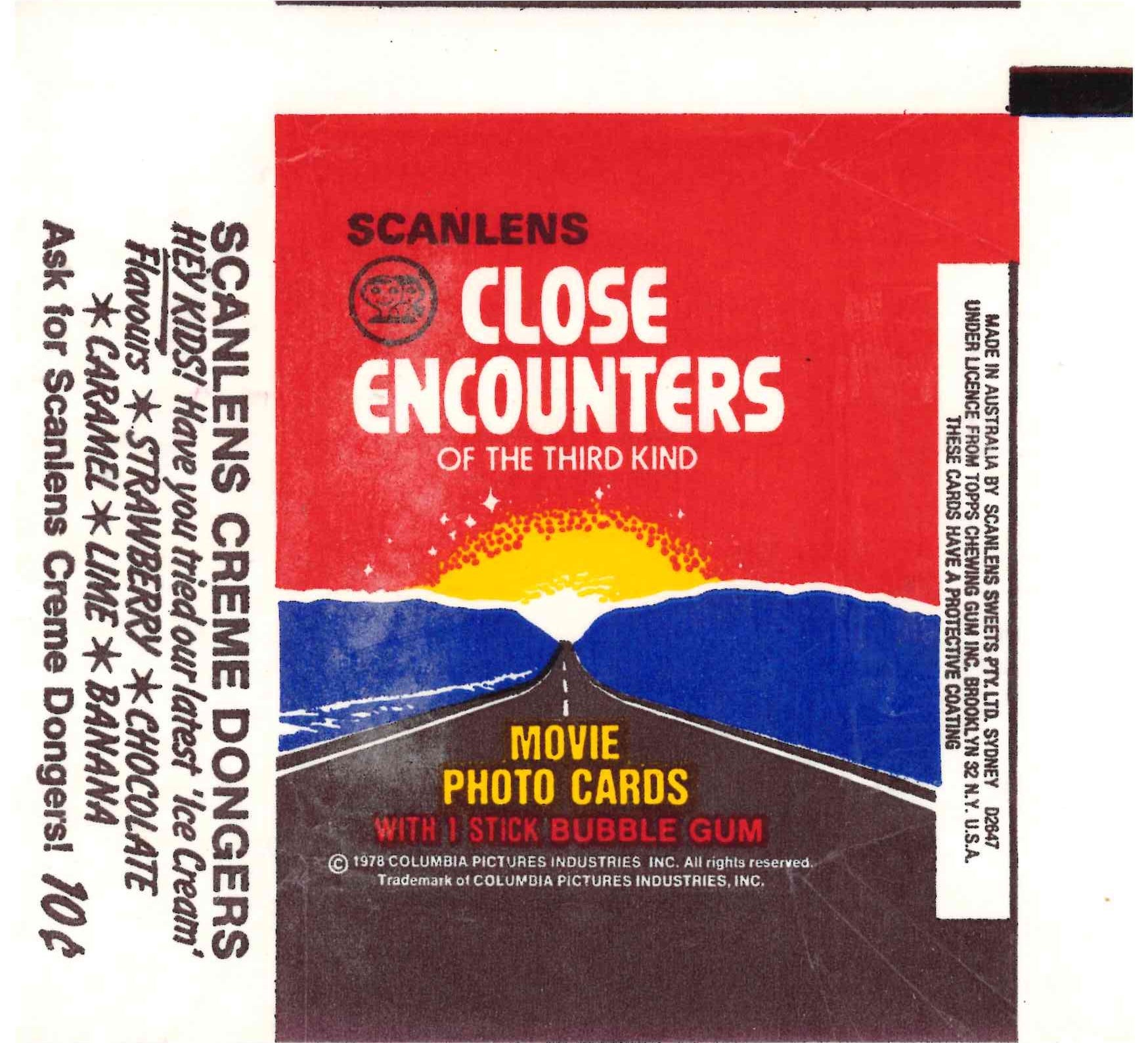 1978 SCANLENS CLOSE ENCOUNTERS EMPTY WRAPPER – Kings Comics