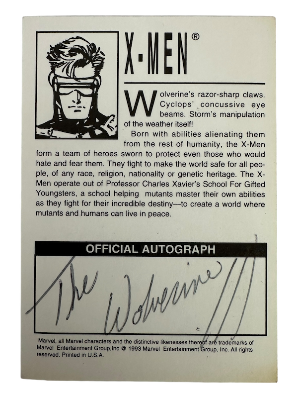 1993 MARVEL COMICS LIVE AND IN PERSON X-MEN PROMO SIGNED AUTO CARD 'THE WOLVERINE III'