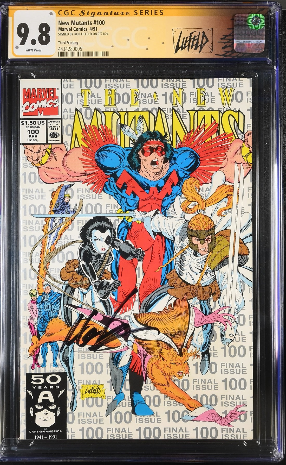 CGC NEW MUTANTS #100 3RD PRINT (9.8) SIGNATURE SERIES - SIGNED BY ROB LIEFELD