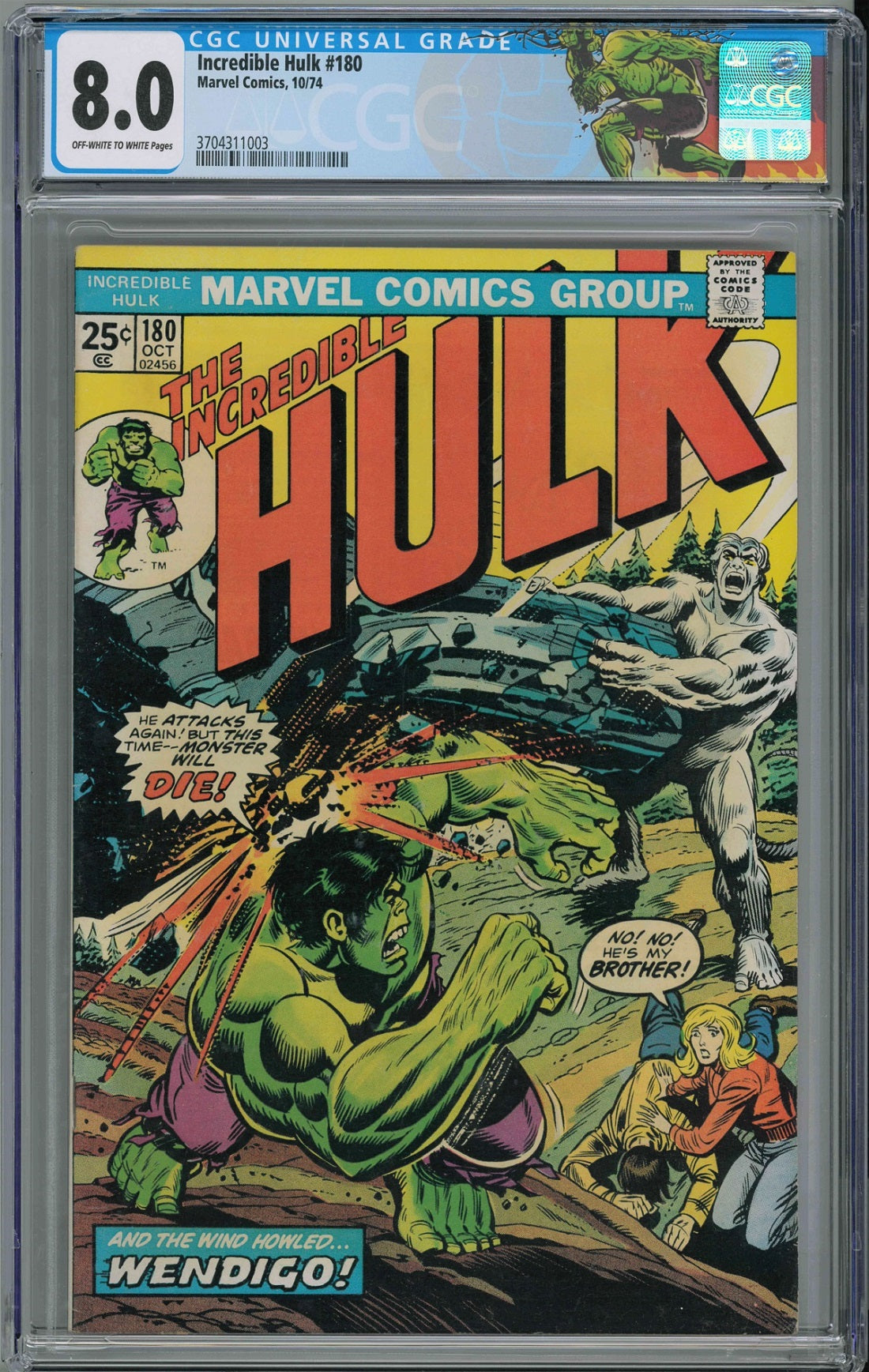 CGC INCREDIBLE HULK #180 (8.0)