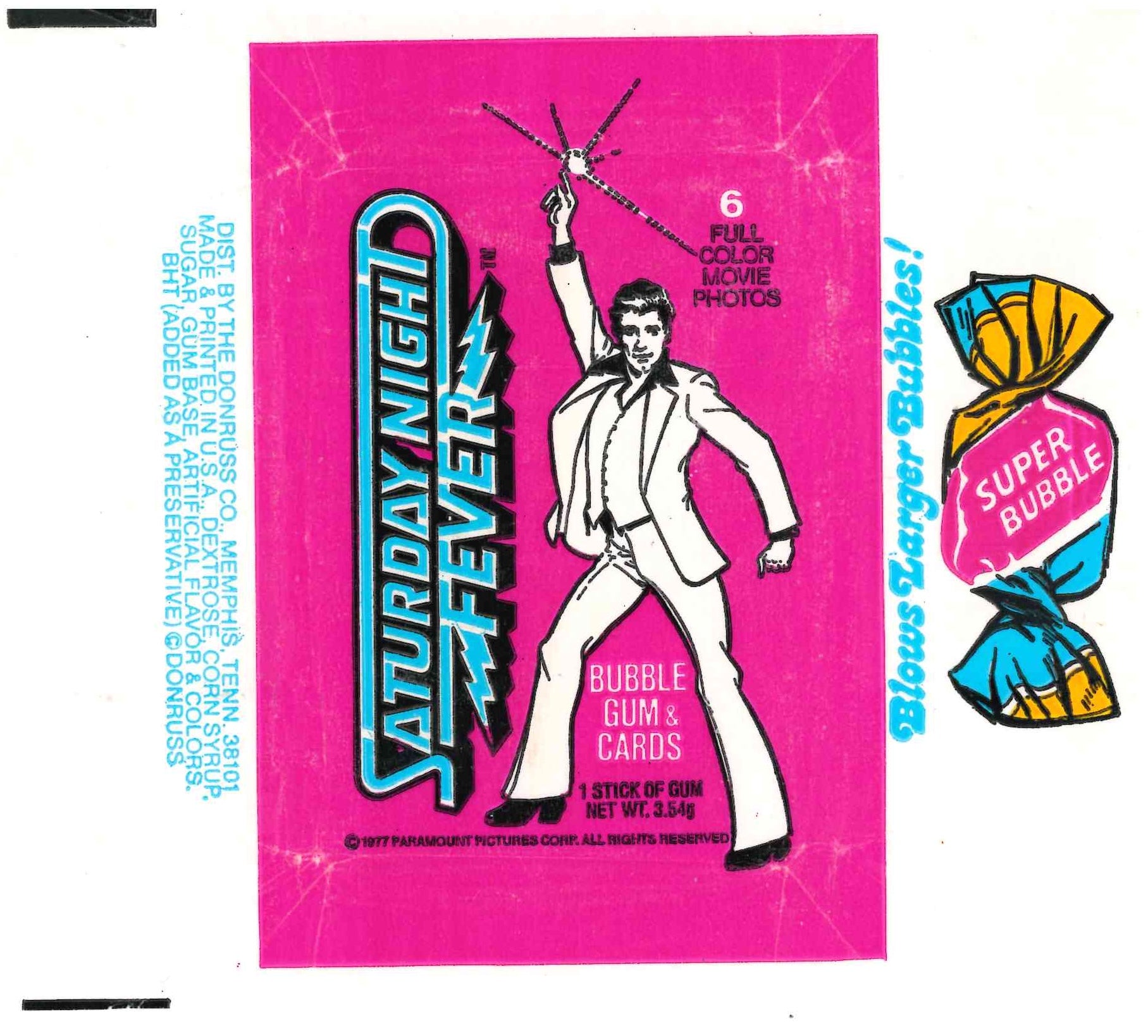 1977 DONRUSS SATURDAY NIGHT FEVER EMPTY WRAPPER