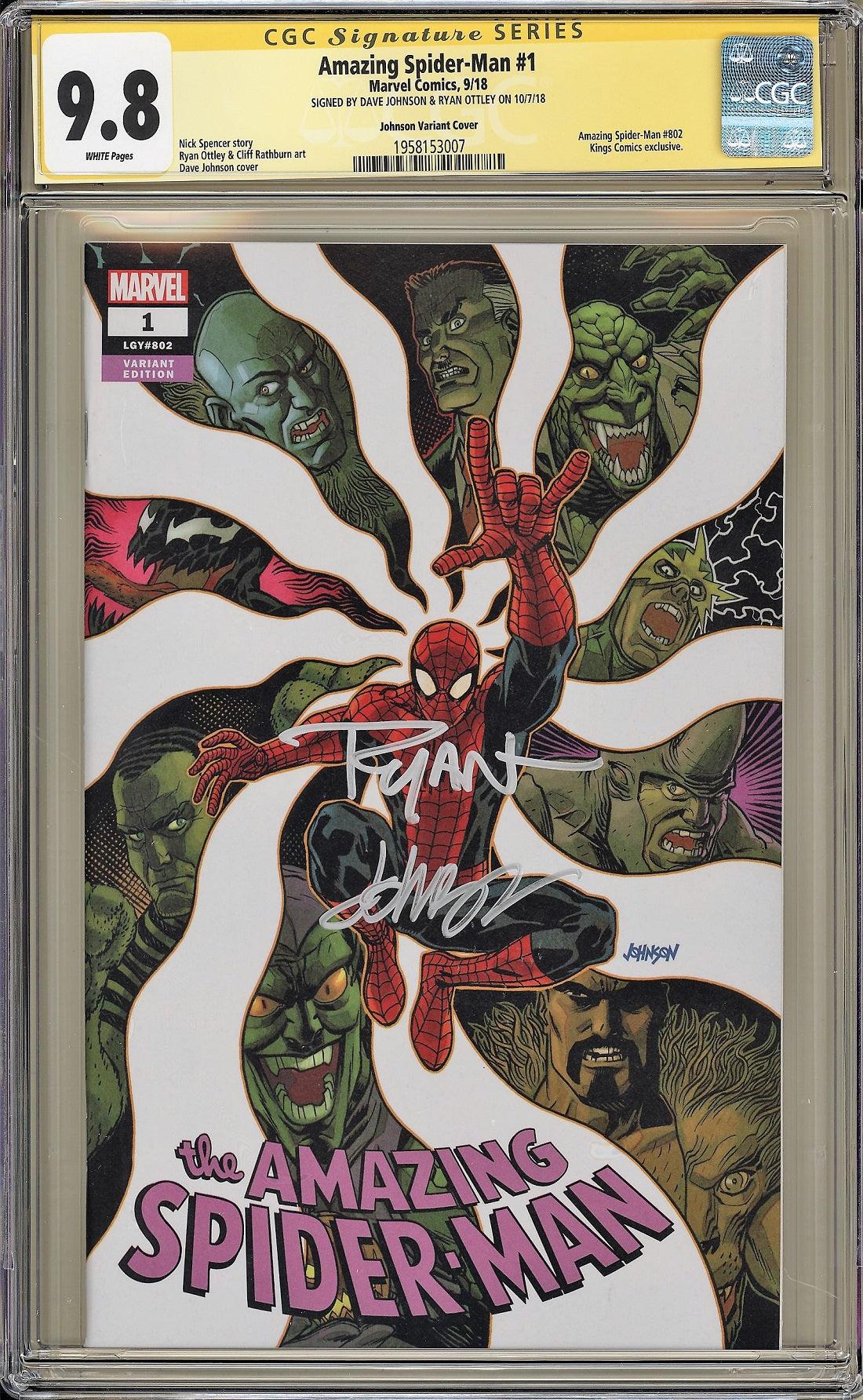 CGC AMAZING SPIDER-MAN VOL 5 #1 KINGS COMICS EXCLUSIVE (9.8) SIGNATURE SERIES - SIGNED BY DAVE JOHNSON & RYAN OTTLEY - Kings Comics