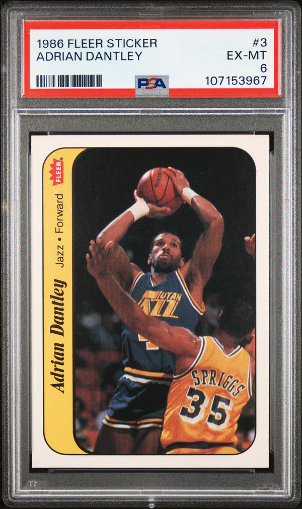 1986 FLEER STICKER ADRIAN DANTLEY #3 PSA 6