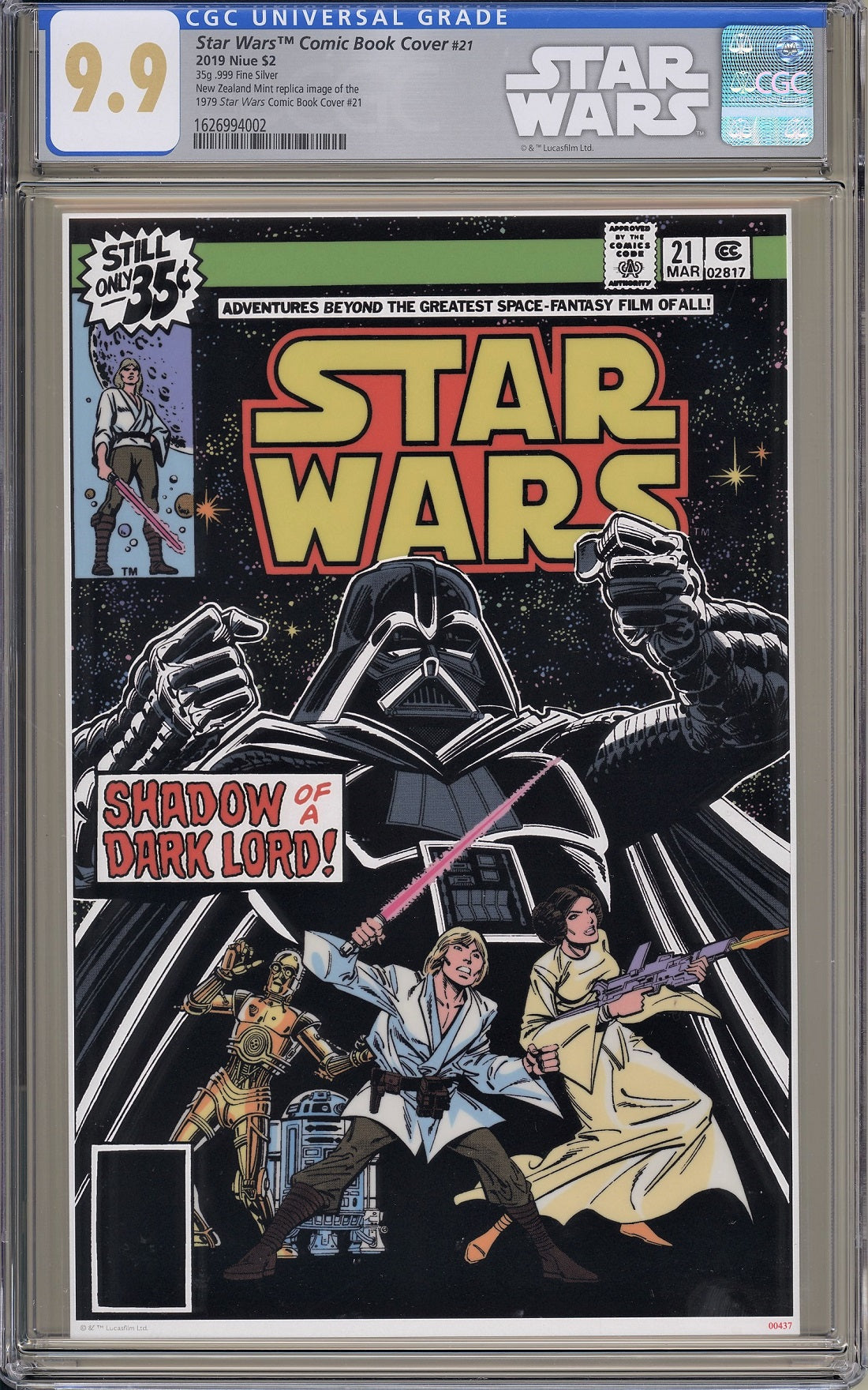 CGC STAR WARS COMICS #21 - 35g PREMIUM SILVER FOIL (9.9)