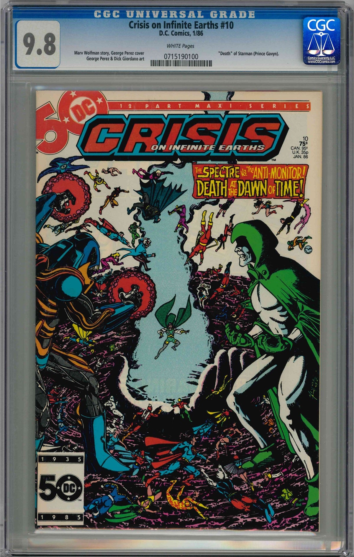 CGC CRISIS ON INFINITE EARTHS (1985) #10 (9.8) DEATH OF STARMAN