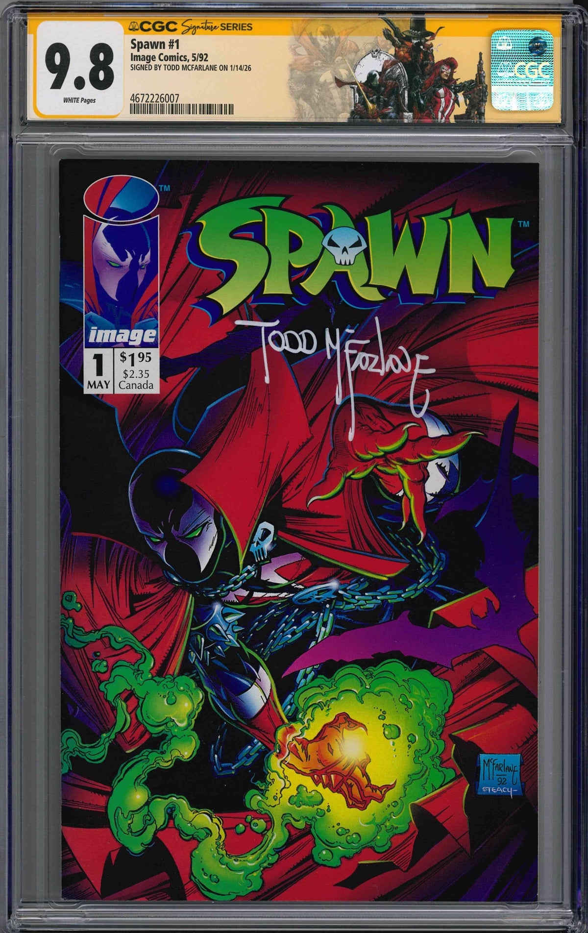 CGC SPAWN (1992) #1 (9.8) SIGNATURE SERIES - SIGNED BY TODD MCFARLANE