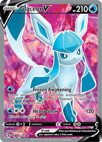 POKEMON TCG: EVOLVING SKIES GLACEON V 174/203 ULTRA RARE