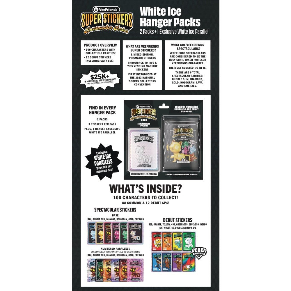 2026 VEEFRIENDS SUPER STICKERS SPECTACULAR SERIES WHITE ICE HANGER PACK