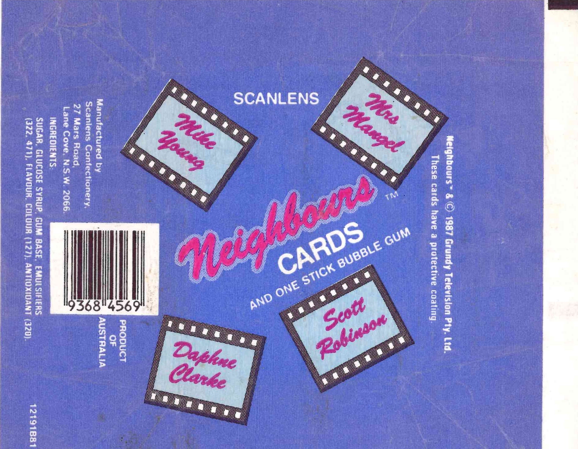 1987 SCANLENS NEIGHBOURS EMPTY WRAPPER – Kings Comics