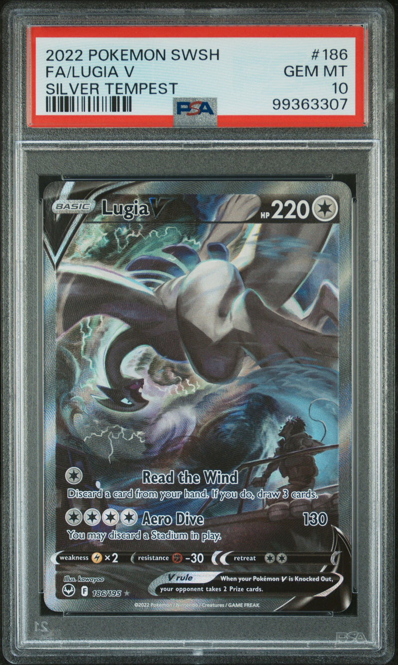 2022 POKEMON SWORD & SHIELD SILVER TEMPEST FA/LUGIA V #186 PSA 10