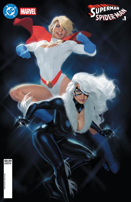 DC MARVEL SUPERMAN SPIDER-MAN (2026) #1 (ONE SHOT) CVR V DAVID TALASKI POWER GIRL & BLACK CAT CARD STOCK VAR