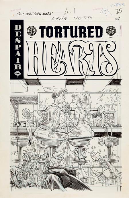EC TORTURED HEARTS (2026) #1 (ONE SHOT) CVR E INC 1:20 DUSTIN WEAVER B&W ARTIST EDITION VAR