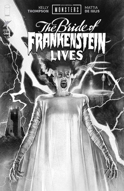 UNIVERSAL MONSTERS THE BRIDE OF FRANKENSTEIN LIVES (2026) #1 CVR E 25 COPY INCV JOSHUA MIDDLETON B&W CLASSIC HORROR VAR