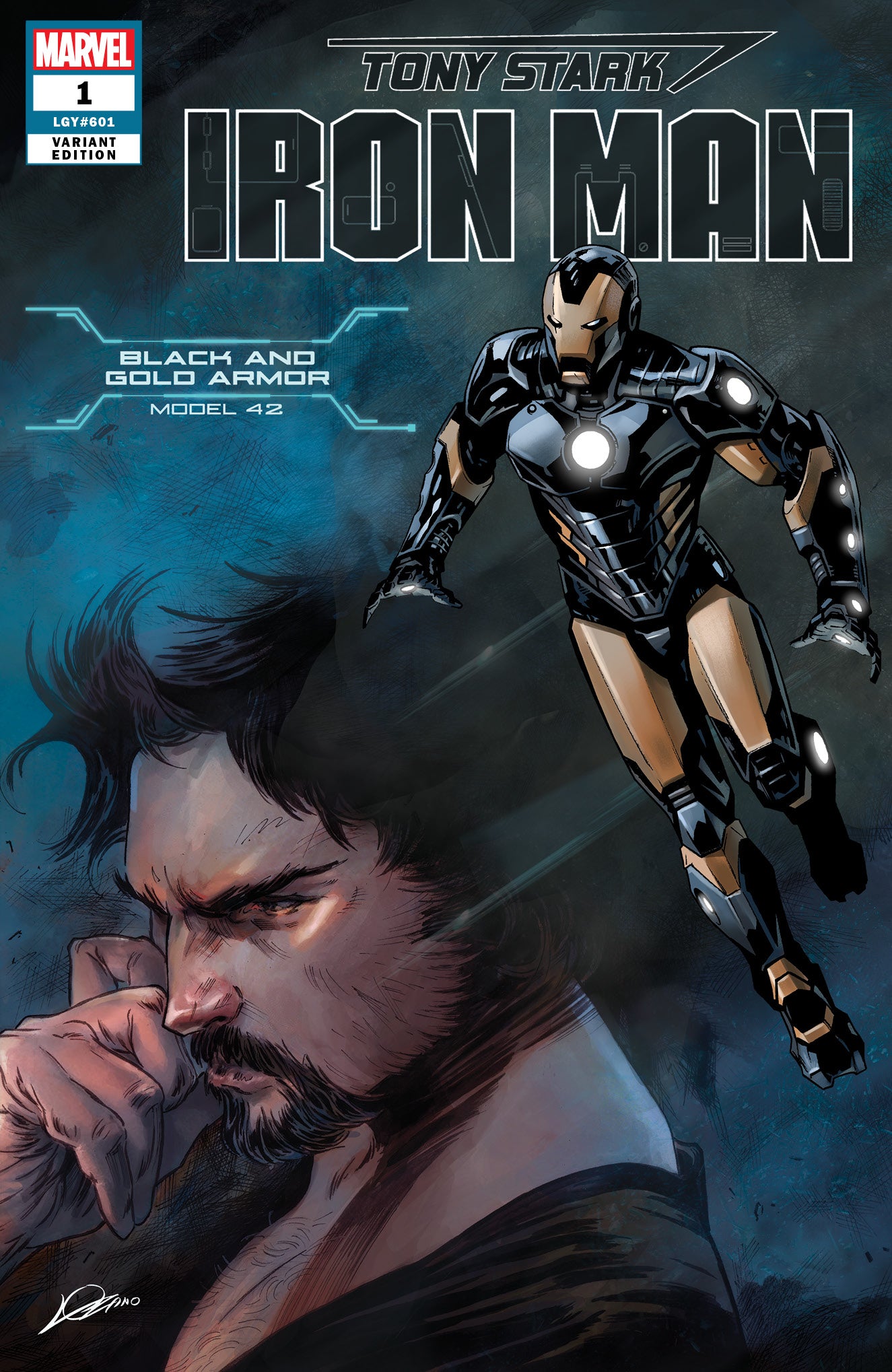 TONY STARK IRON MAN (2018) #1 BLACK AND GOLD ARMOR VAR