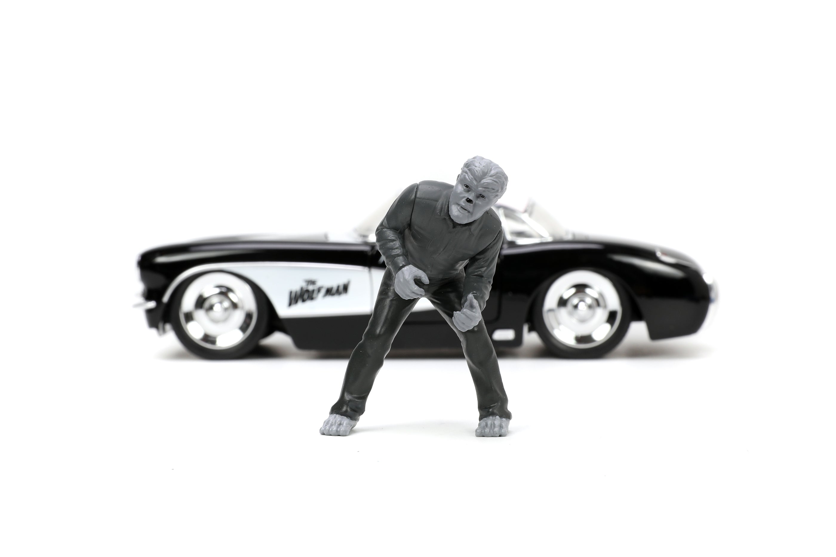 HOLLYWOOD RIDES 1957 CHEVY CORVETTE W/WOLFMAN 1/24 DIE-CAST VEHICLE
