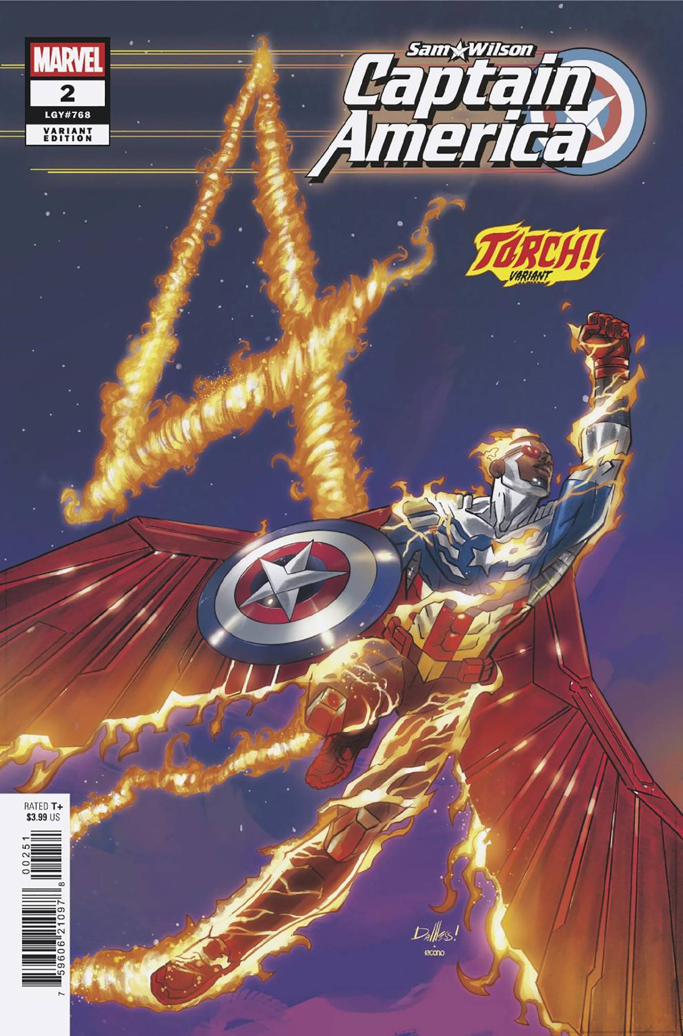 SAM WILSON CAPTAIN AMERICA (2025) #2 DAVID MESSINA TORCH VAR