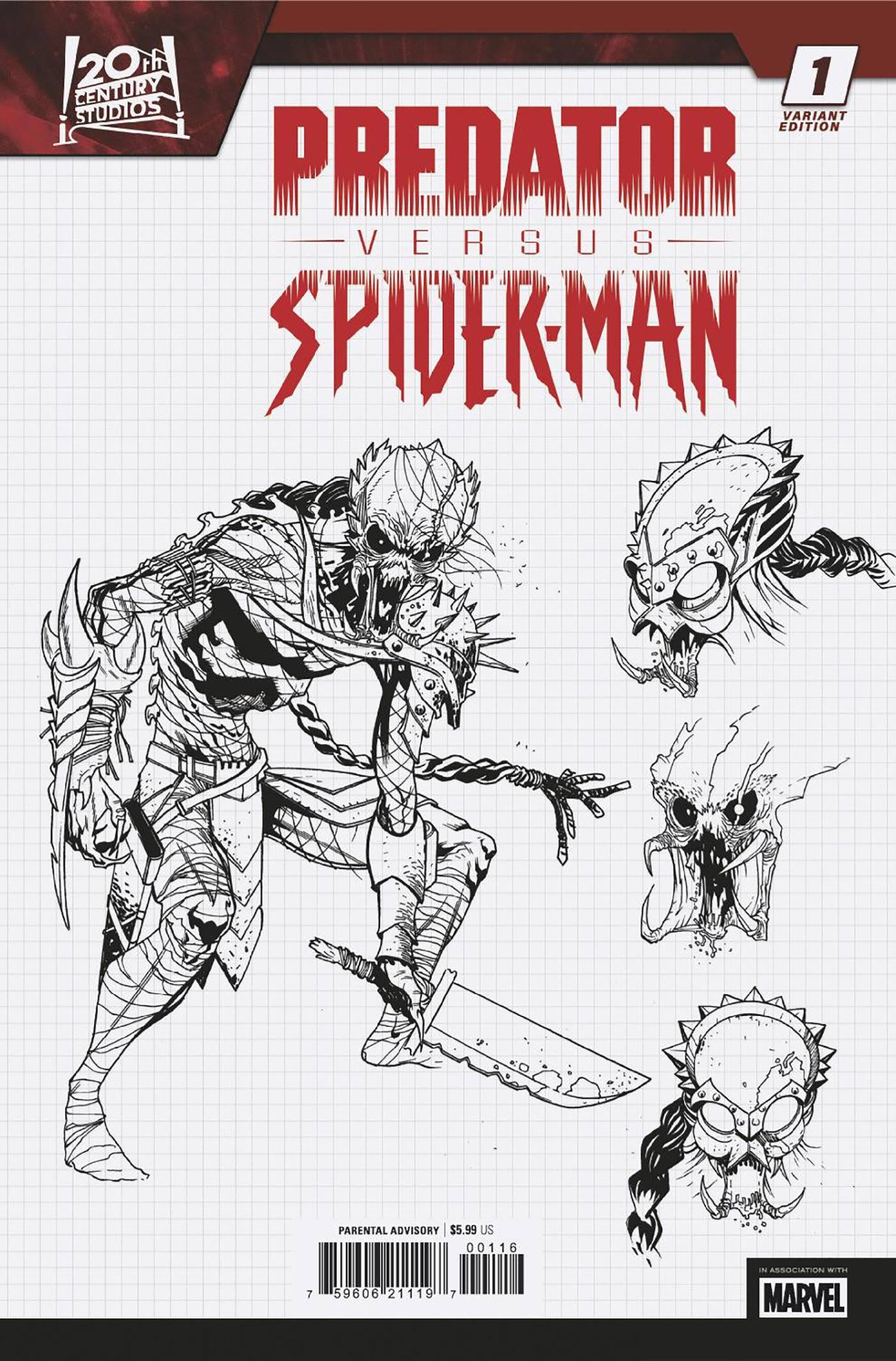 PREDATOR VS SPIDER-MAN (2025) #1 10 COPY INCV DESIGN VAR