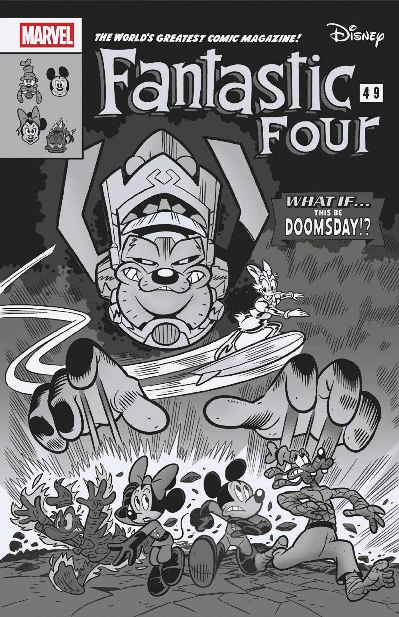 FANTASTIC FOUR (2025) #1 100 COPY INCV LORENZO PASTROVICCHIO BLACK AND WHITE DISNEY WHAT IF FANTASTIC FOUR HOMAGE VAR