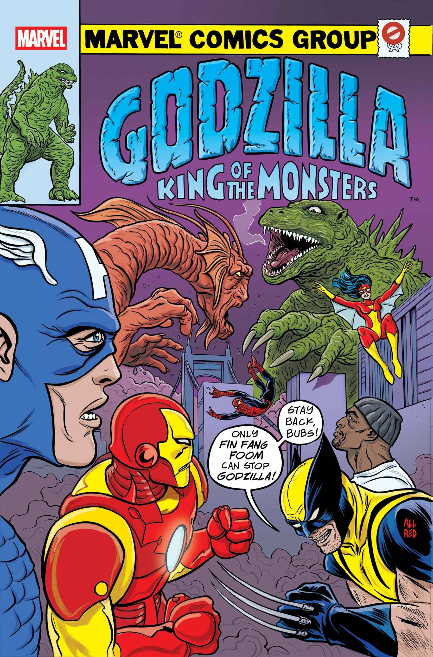 GODZILLA VS AVENGERS (2025) #1 (ONE SHOT) MIKE ALLRED GODZILLA KING OF THE MONSTERS HOMAGE VAR