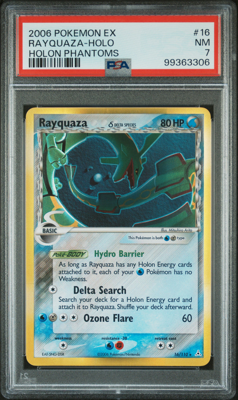 2006 POKEMON EX HOLON PHANTOMS RAYQUAZA HOLO #16 PSA 7