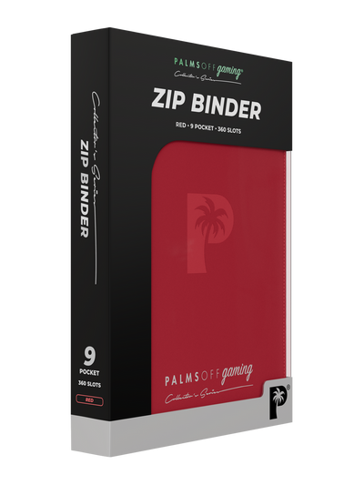PALMS OFF GAMING COLLECTORS SERIES 9 POCKET RED ZIP TRADING CARD BINDER