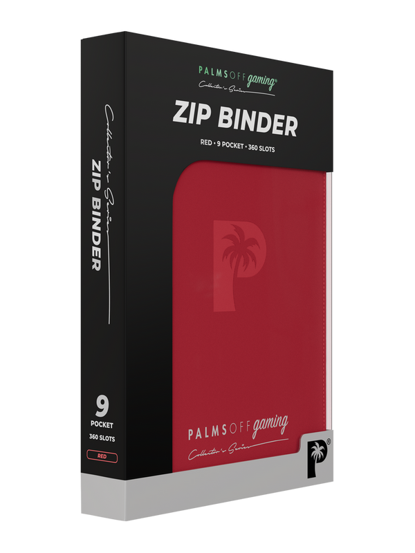 PALMS OFF GAMING COLLECTORS SERIES 9 POCKET RED ZIP TRADING CARD BINDER