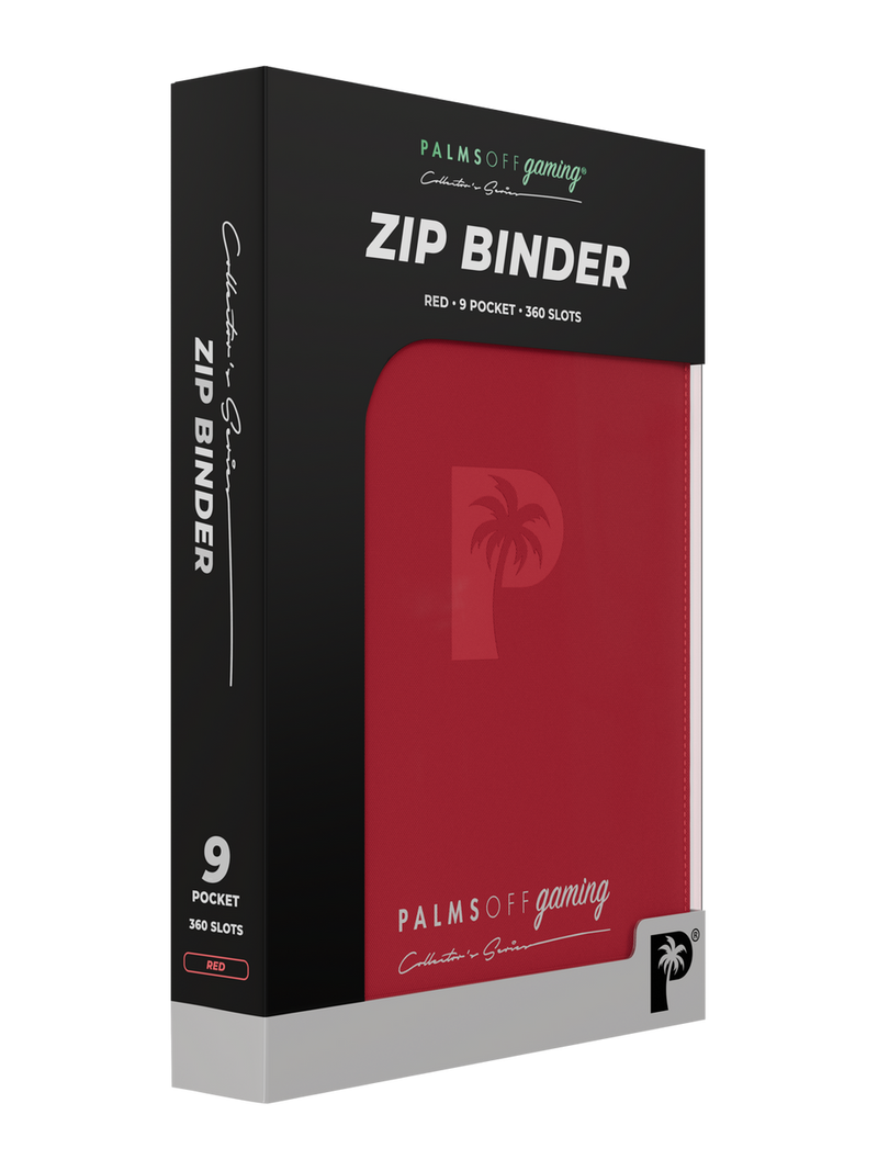 PALMS OFF GAMING COLLECTORS SERIES 9 POCKET RED ZIP TRADING CARD BINDER