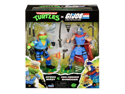 TEENAGE MUTANT NINJA TURTLES X G.I JOE SHIPWRECK MIKEY VS COBRA COMMANDER SHREDDER 2 PACK AF