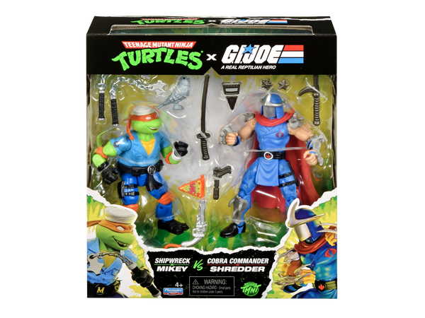 TEENAGE MUTANT NINJA TURTLES X G.I JOE SHIPWRECK MIKEY VS COBRA COMMANDER SHREDDER 2 PACK AF
