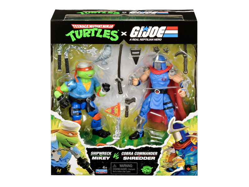 TEENAGE MUTANT NINJA TURTLES X G.I JOE SHIPWRECK MIKEY VS COBRA COMMANDER SHREDDER 2 PACK AF