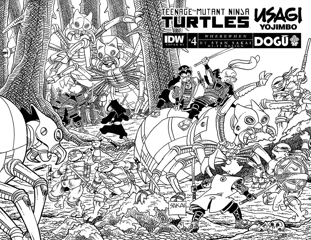 TMNT USAGI YOJIMBO WHEREWHEN (2023) #4 CVR D 25 COPY INCV B&W SAKAI