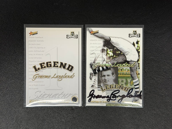 2001 SELECT NRL IMPACT LEGEND GRAEME LANDLANDS #LSC1 009/100 SIGNED AUTOGRAPH WITH REDEMPTION CARD