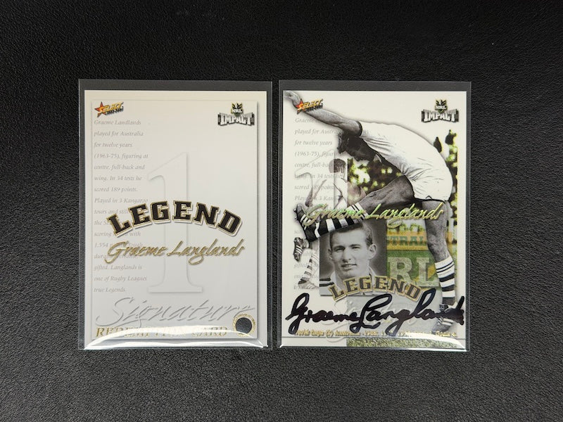 2001 SELECT NRL IMPACT LEGEND GRAEME LANDLANDS #LSC1 009/100 SIGNED AUTOGRAPH WITH REDEMPTION CARD