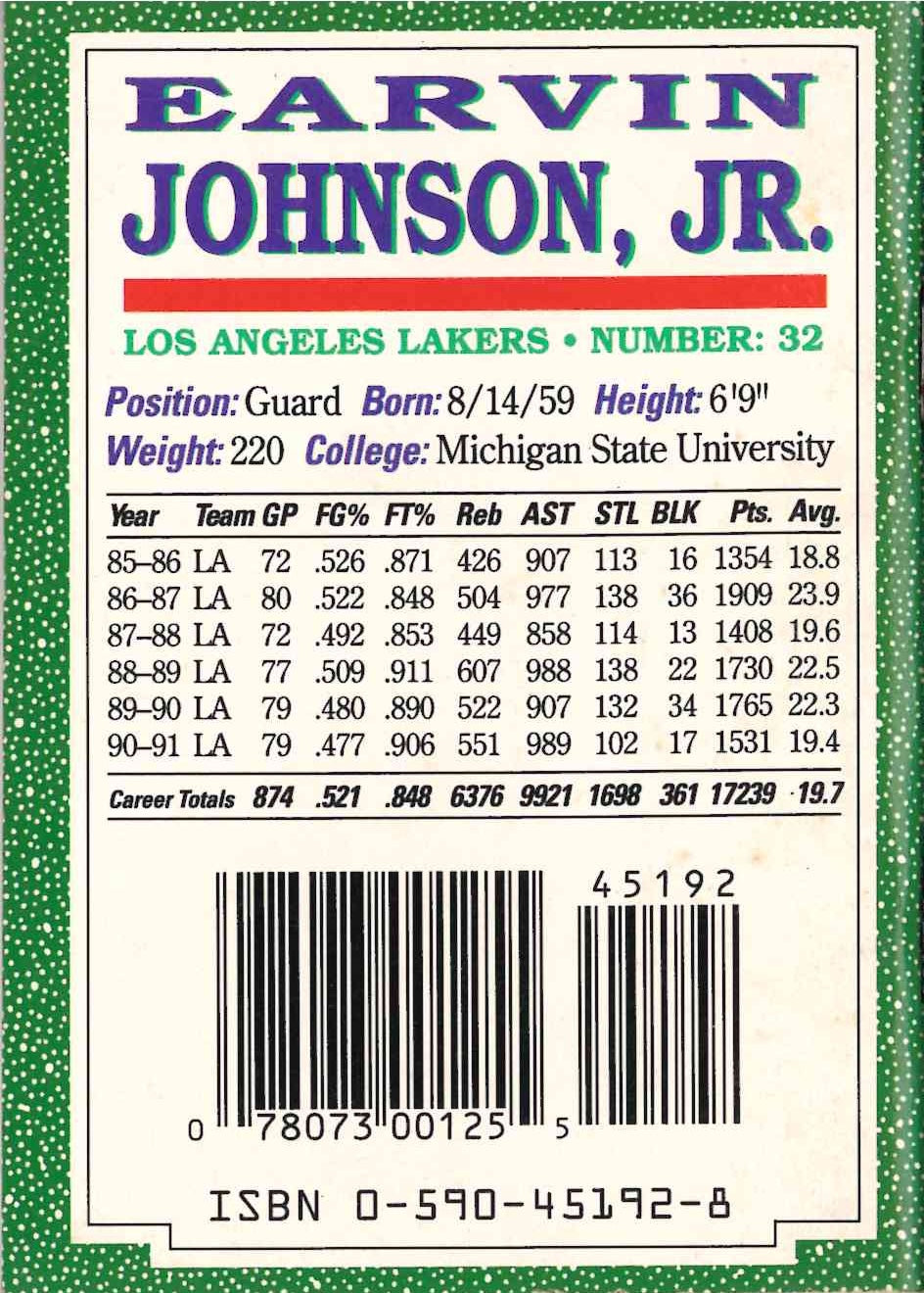 SPORTS SHOTS COLLECTORS BOOK #4 MAGIC JOHNSON