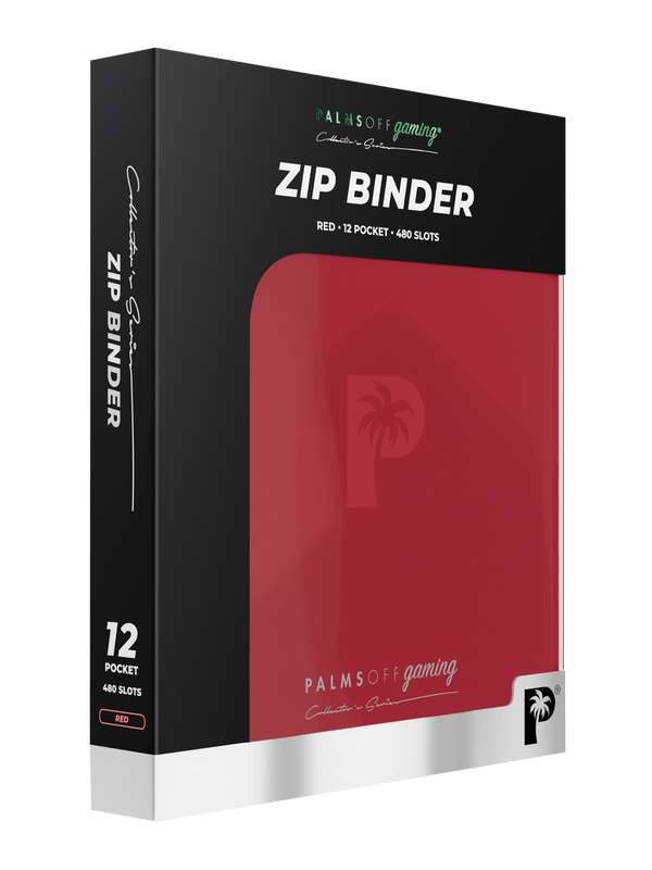 PALMS OFF GAMING COLLECTORS SERIES 12 POCKET RED ZIP TRADING CARD BINDER