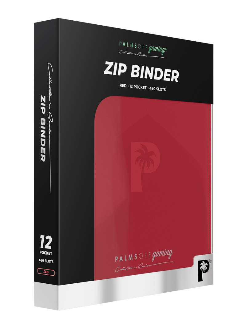PALMS OFF GAMING COLLECTORS SERIES 12 POCKET RED ZIP TRADING CARD BINDER