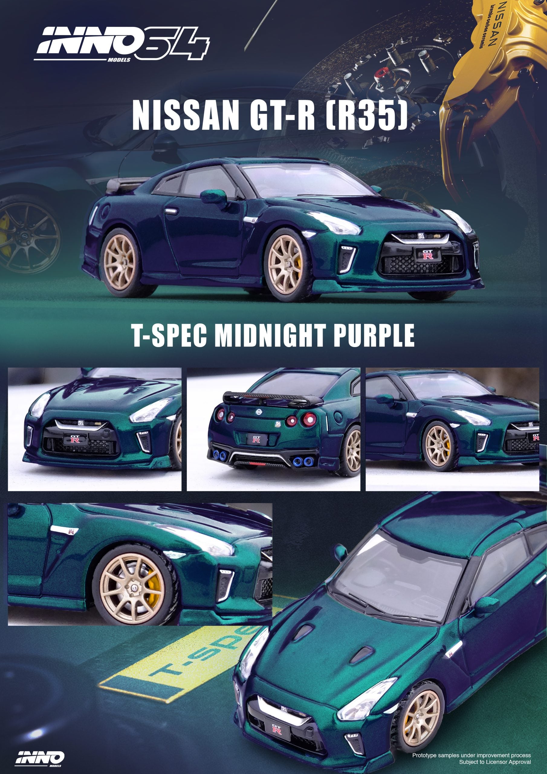 INNO64 1/64 NISSAN SKYLINE GTR R35 T-SPEC MIDNIGHT PURPLE