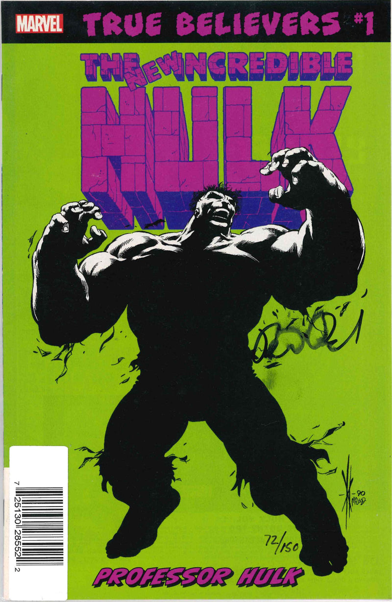*SIGNED* DF TRUE BELIEVERS HULK PROF HULK #1 SIGNED BY PETER DAVID - SMUDGED SIGNATURE