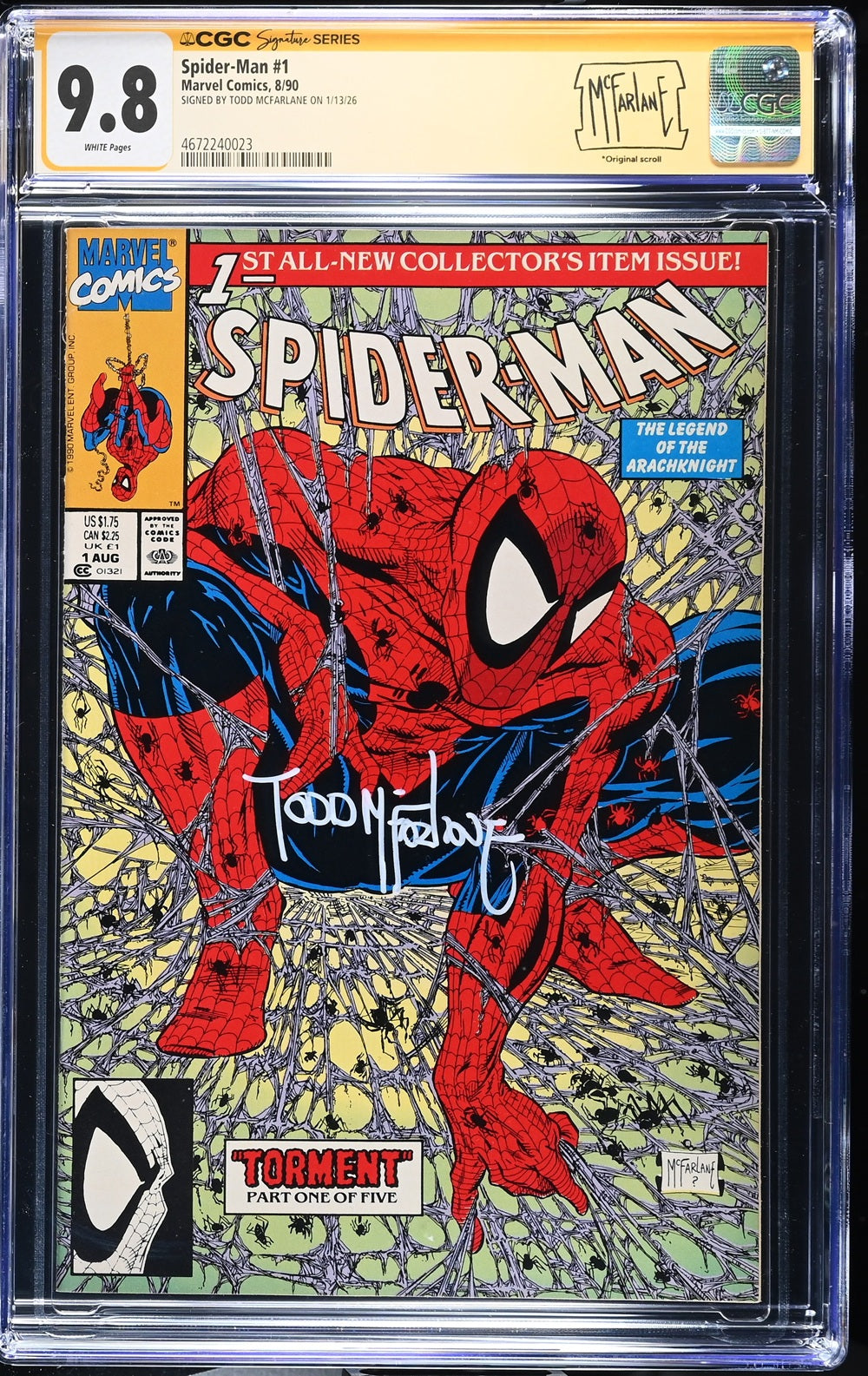 CGC SPIDER-MAN (1990) #1 (9.8) SIGNATURE SERIES - SIGNED BY TODD MCFARLANE