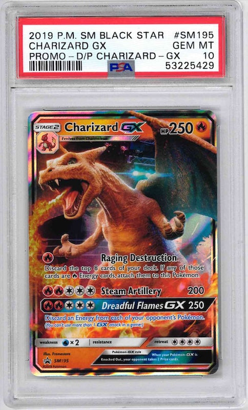 2019 POKEMON SM BLACK STAR PROMO CHARIZARD GX #SM195 PSA 10
