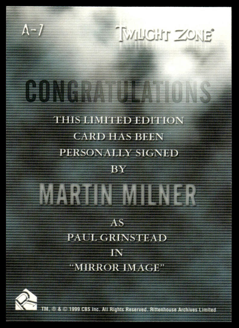 1999 RITTENHOUSE TWILIGHT ZONE SERIES 1 #A-7 MARTIN MILLER AUTO SIGNED