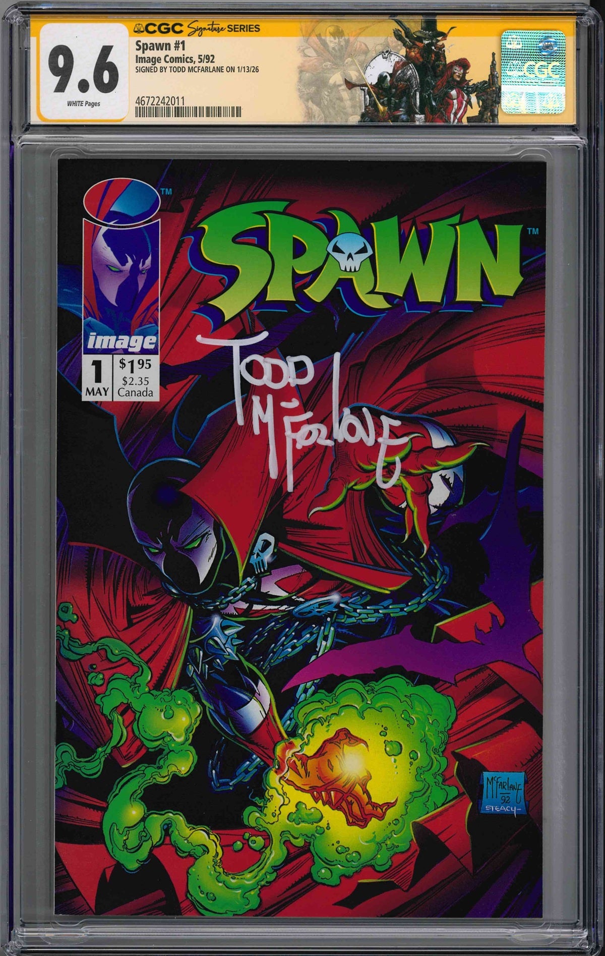 CGC SPAWN (1992) #1 (9.6) SIGNATURE SERIES - SIGNED BY TODD MCFARLANE