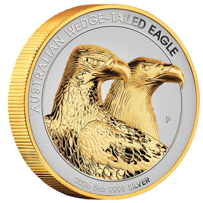 AUSTRALIAN WEDGED-TAILED EAGLE 2026 5oz SILVER ENHANCED REVERSE PROOF ULTRA HIGH RELIEF GILDED COIN