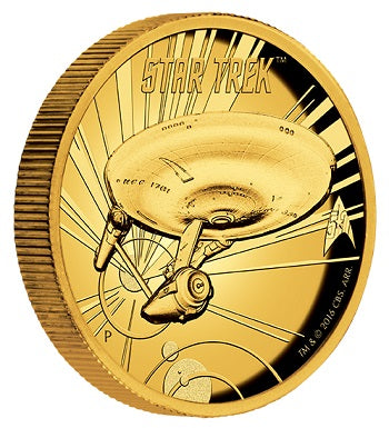 STAR TREK: THE ORIGINAL SERIES USS ENTERPRISE NCC-1701 1oz GOLD PROOF HIGH RELIEF COIN