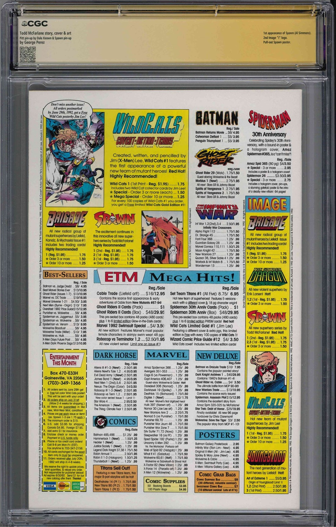 CGC SPAWN (1992) #1 (9.8) SIGNATURE SERIES - SIGNED BY TODD MCFARLANE