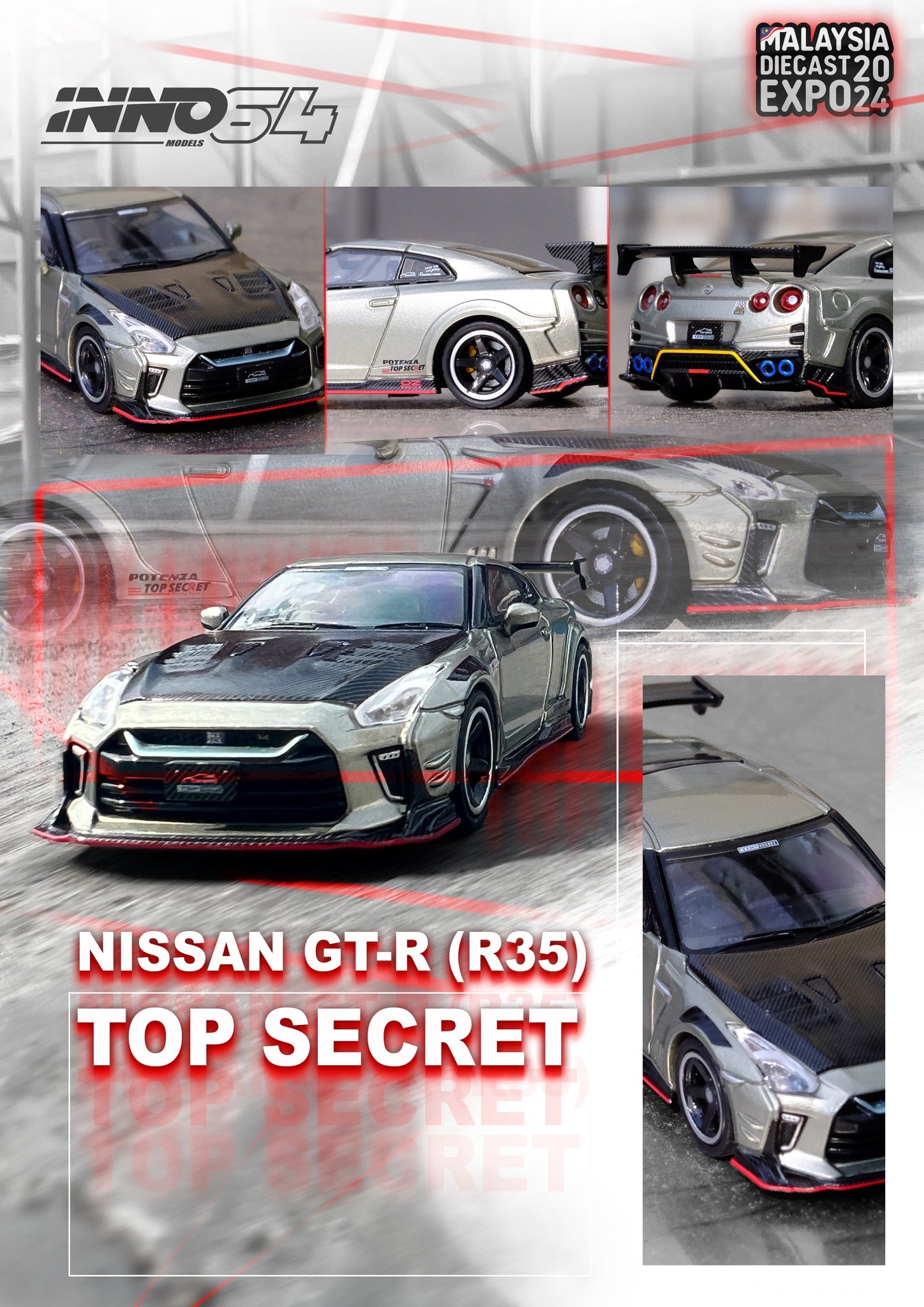 INNO64 1/64 NISSAN SKYLINE GTR R35 TOP SECRET MALAYSIA SPECIAL EDITION 2024