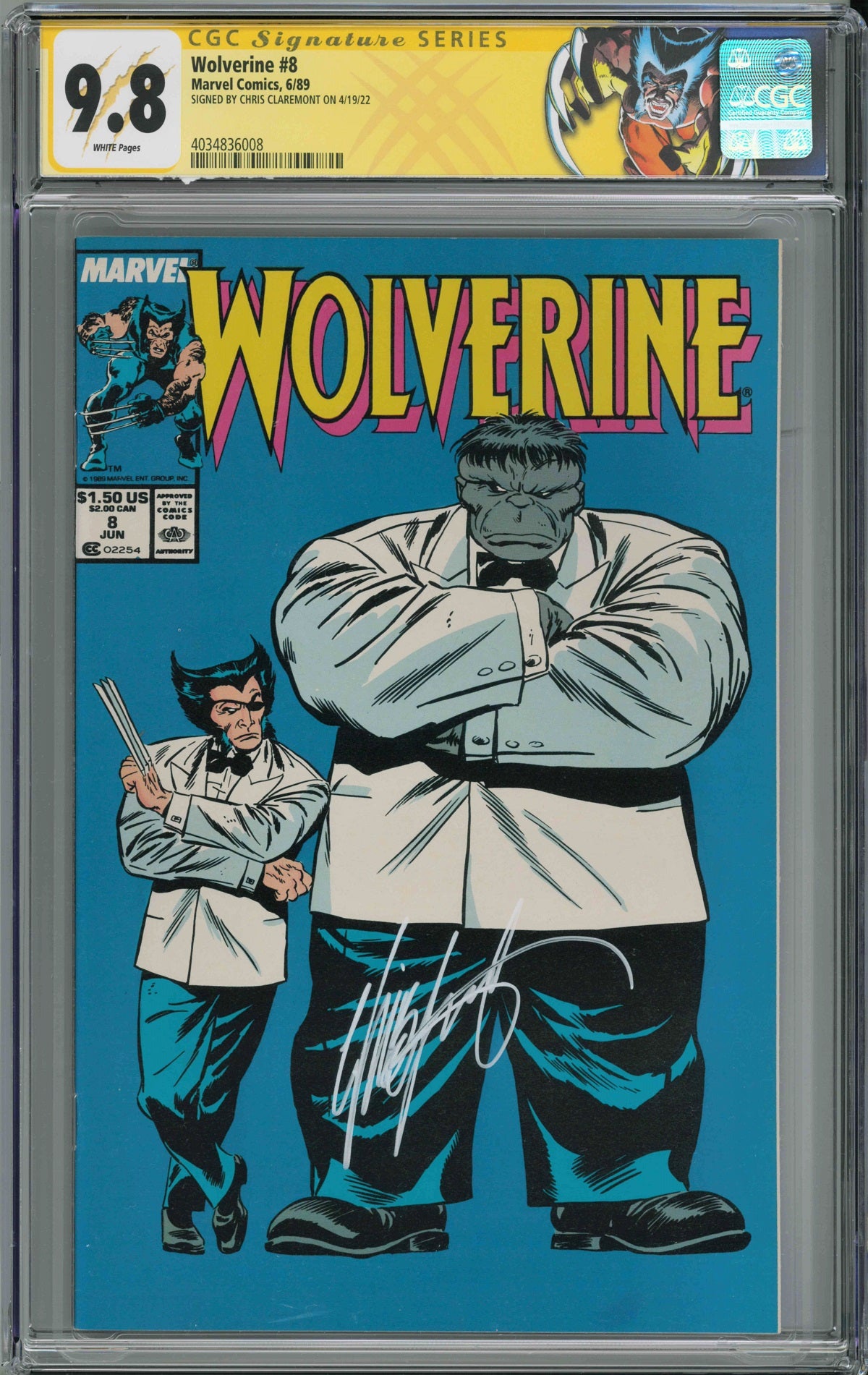 CGC WOLVERINE #8 (9.8) SIGNATURE SERIES - SIGNED BY CHRIS CLAREMONT