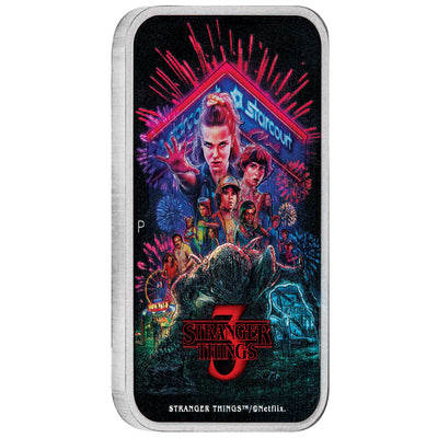 STRANGER THINGS - SEASON 3 POSTER 2026 1oz SILVER COLOURED RECTANGULAR COIN