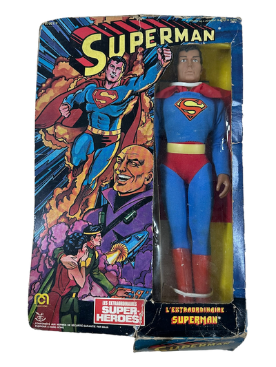 RARE VINTAGE 1977 PIN PIN TOYS MEGO FRANCE SUPERMAN 12 INCH  ACTION FIGURE