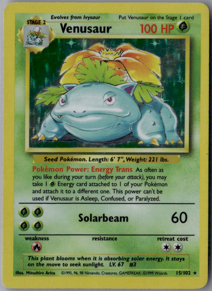 POKEMON TCG BASE 015 VENUSAUR HOLO RARE [HP]